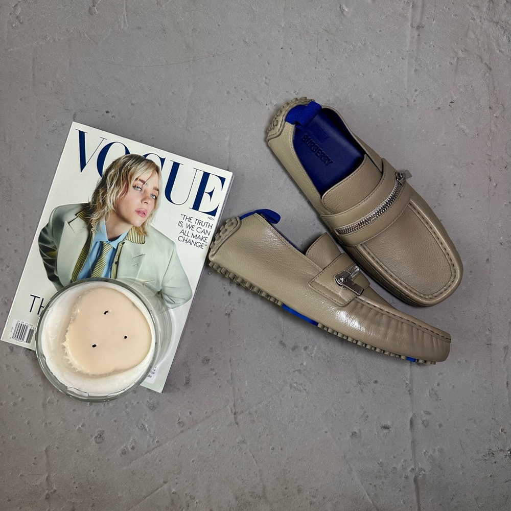 New Burberry Leather Motor Low  Loafers Size In Color Laurel Size 40 EUR Or 7 US